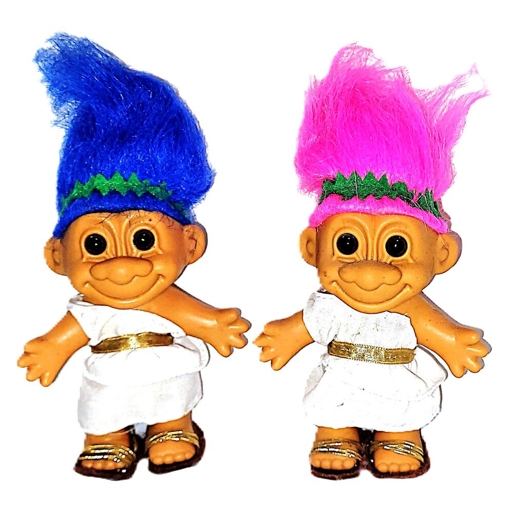 (8 B)A Duo of 5" Vintage Goddesses Troll Doll Wearing Toga's Set of 2